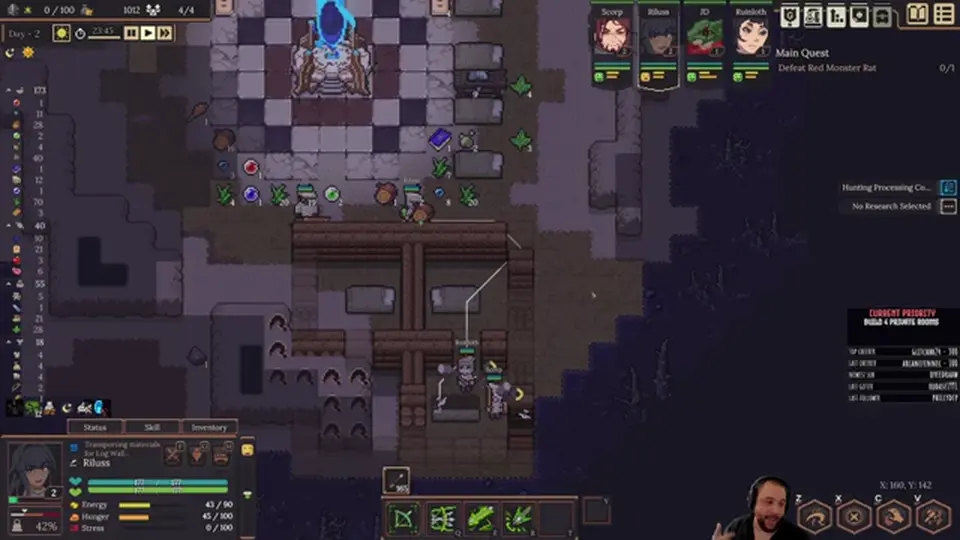 Dungeon Settlers material stock and loot piles