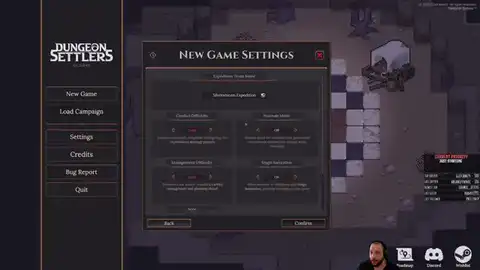 Dungeon Settlers settlement: placing walls to enclose a camp room