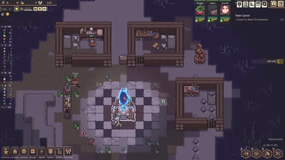 Dungeon Settlers skill tree and weapon UI